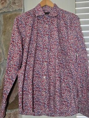 Micro Floral Slim Fit Button Up Cotton Shirt Eclectic Indie Wedding Guest Fit